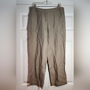 Eileen Fisher Petite Khaki Linen Pants Size PL